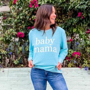 Baby Mama-Baby Blue French Terry Sweatshirt